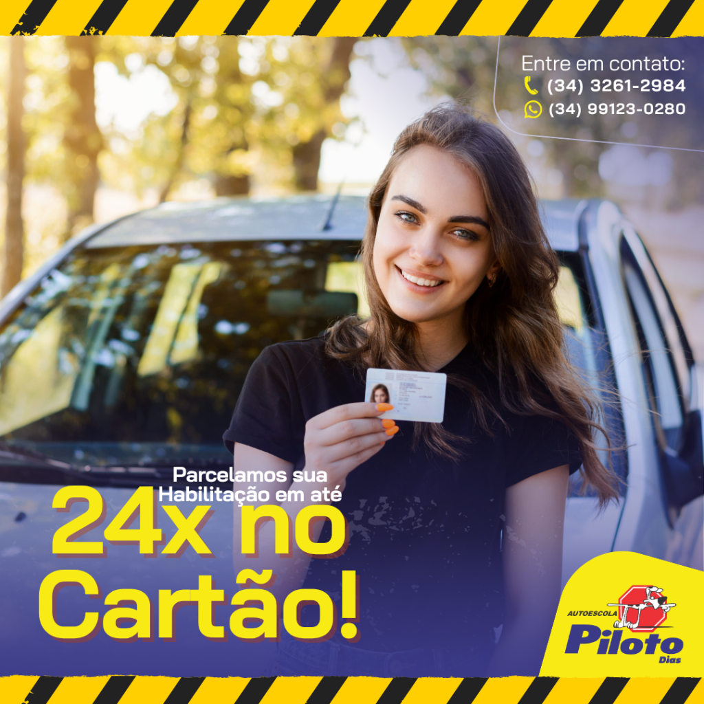 Parcelamos sua habilitação em 24x no cartão! Tirar a sua habilitação pode ser mais fácil do que você imagina! Na Autoescola Piloto você parcela todo o processo em até 24x no cartão!