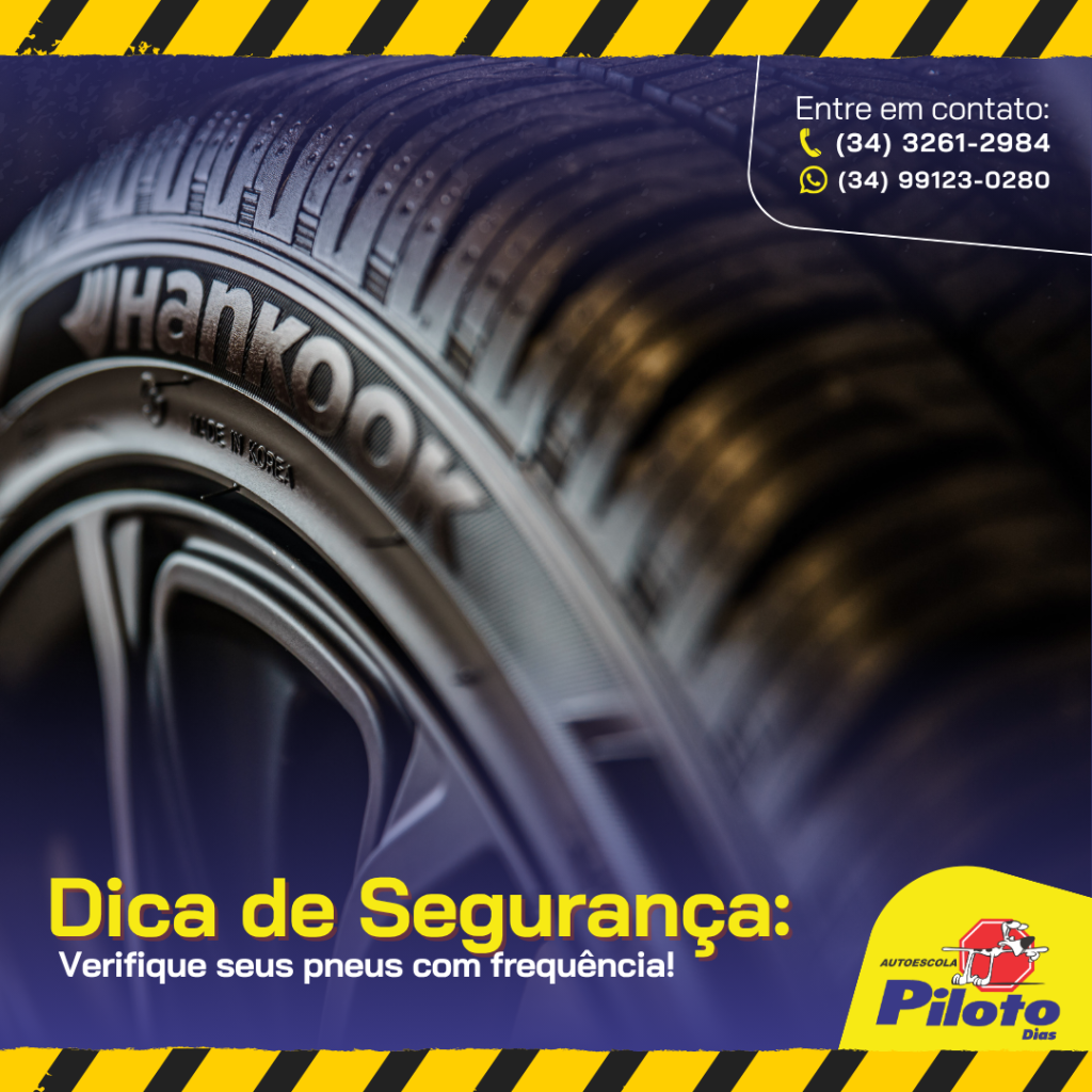 Dica de Segurança .Verifique seus pneus com frequência! Rodar com pneus carecas ou mal calibrados é um risco sério à sua segurança e dos demais.