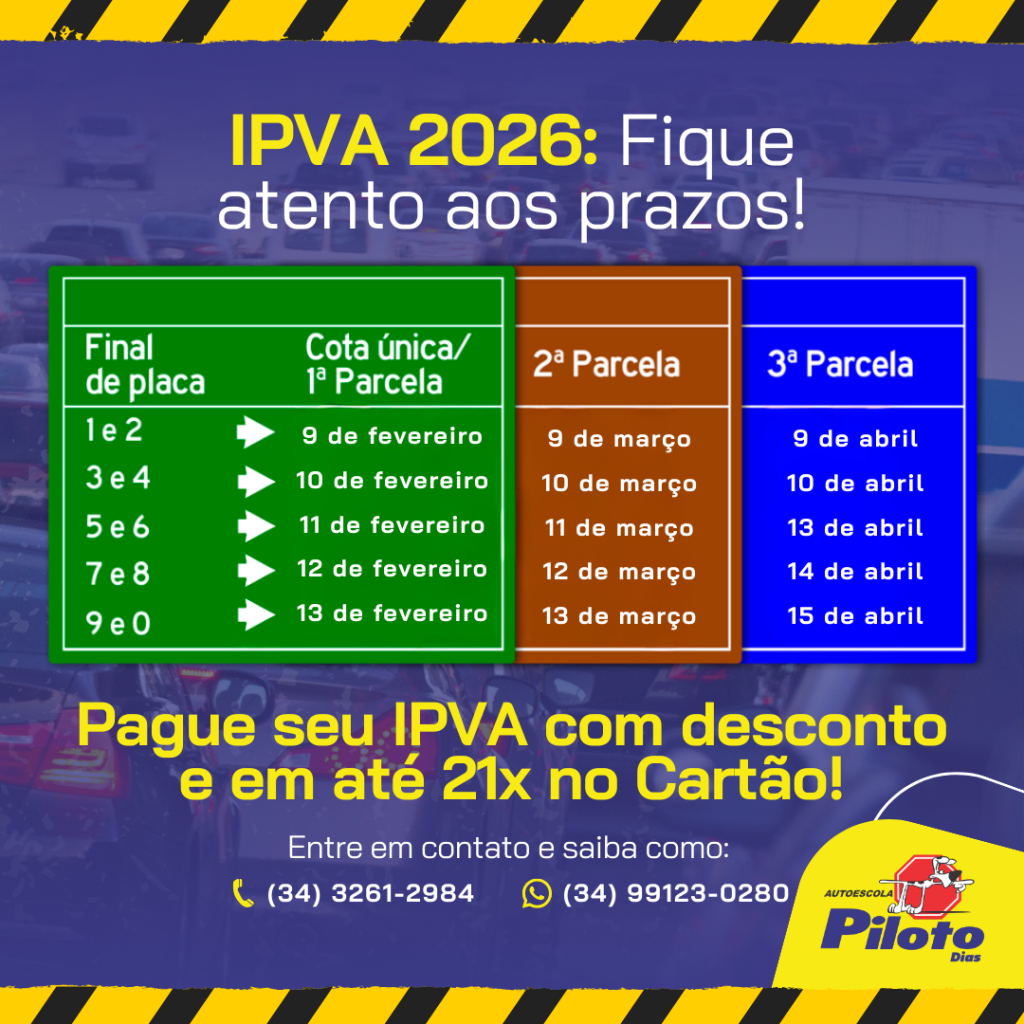 IPVA 2026 . IPVA, licenciamento e regularização do veículo: fique atento aos prazos! Procure a Autoescola Piloto e saiba como podemos te ajudar.
