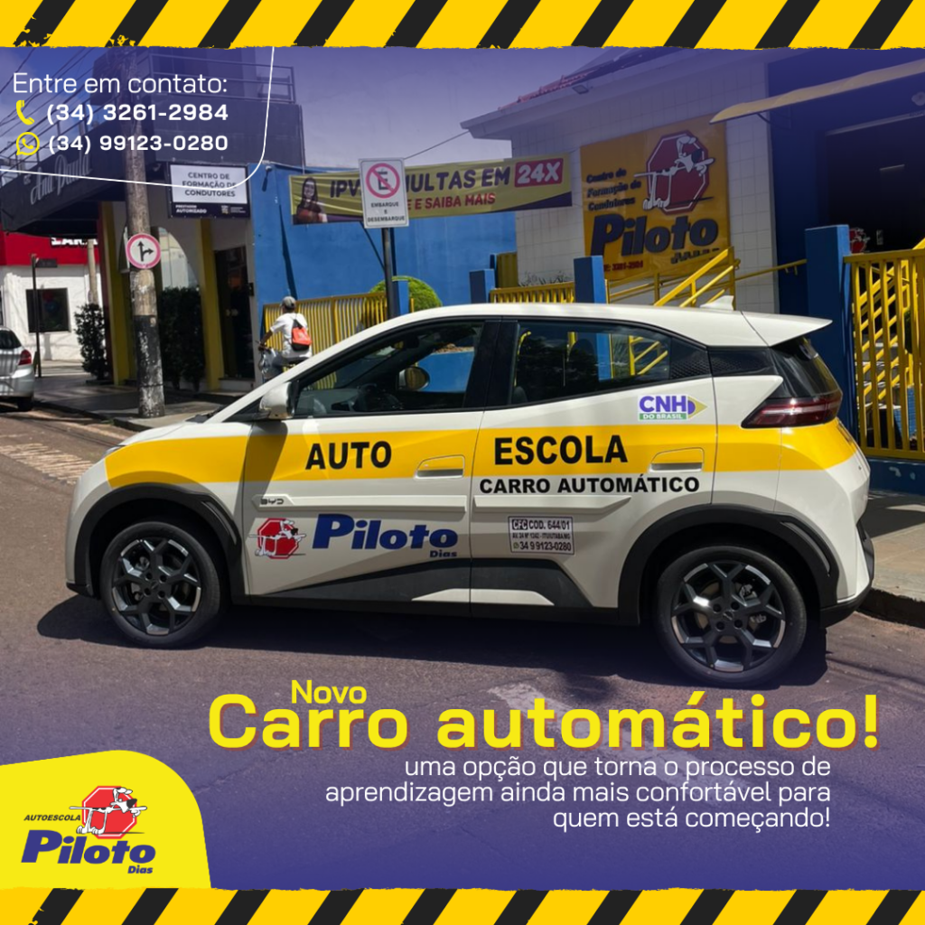 Carro automático. Aprender a dirigir pode ser muito mais tranquilo. A Autoescola Piloto agora conta com carro automático.