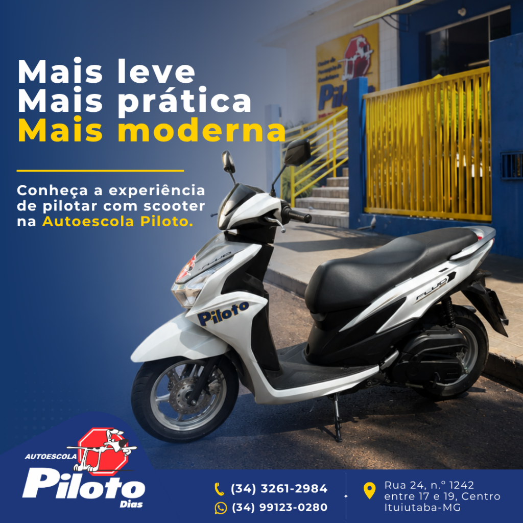 Scooter. Mais praticidade, mais conforto e uma experiência mais simples para quem está aprendendo. Entre em contato e saiba mais.