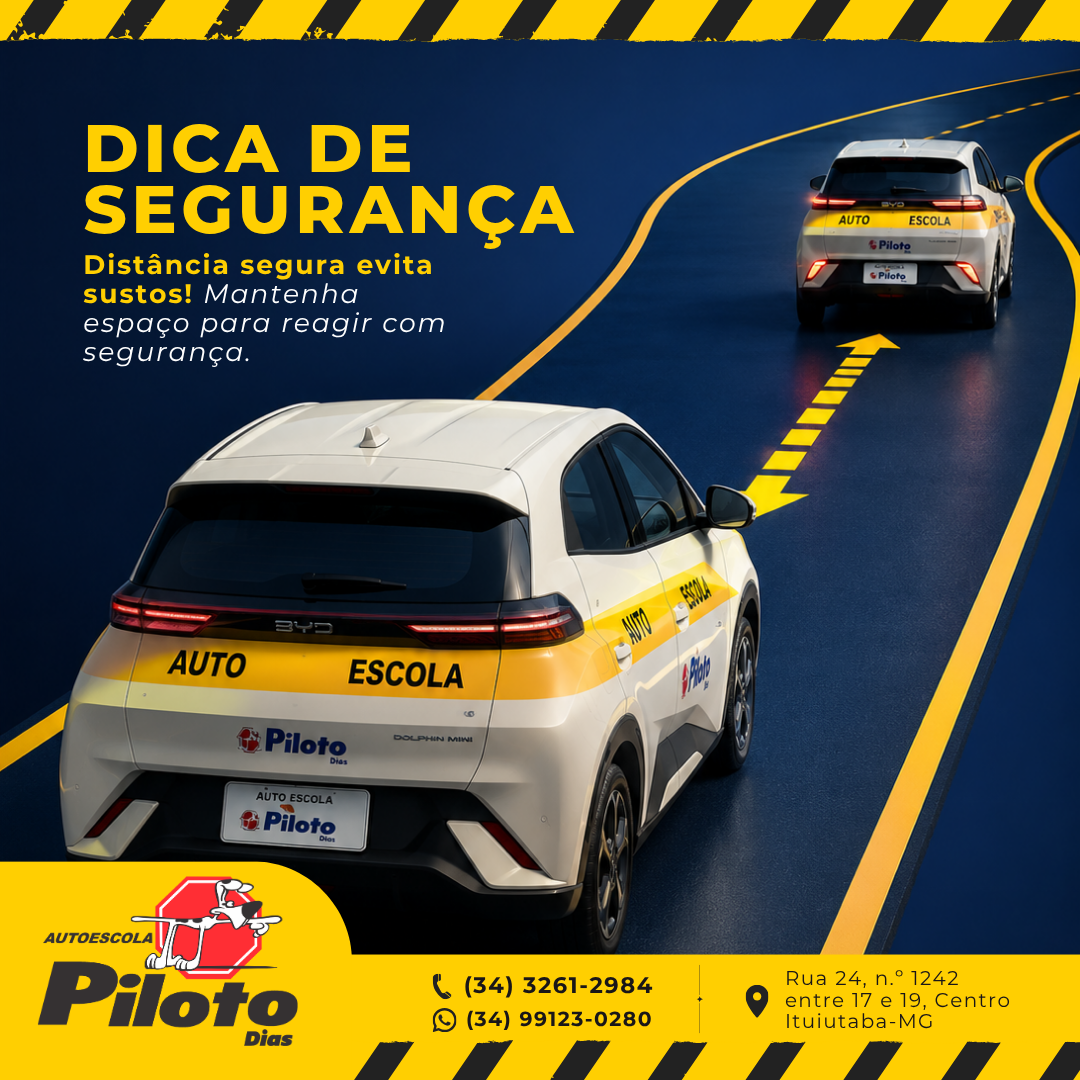 Dica de segurança: distância segura Manter uma distância adequada ajuda você a enxergar melhor a via, reagir com mais calma e conduzir com mais segurança.