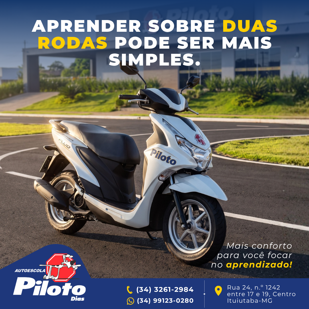 Scooter. Sua habilitação de moto também pode começar com mais praticidade! Estrutura moderna e aulas preparadas para ajudar você a evoluir em cada etapa.