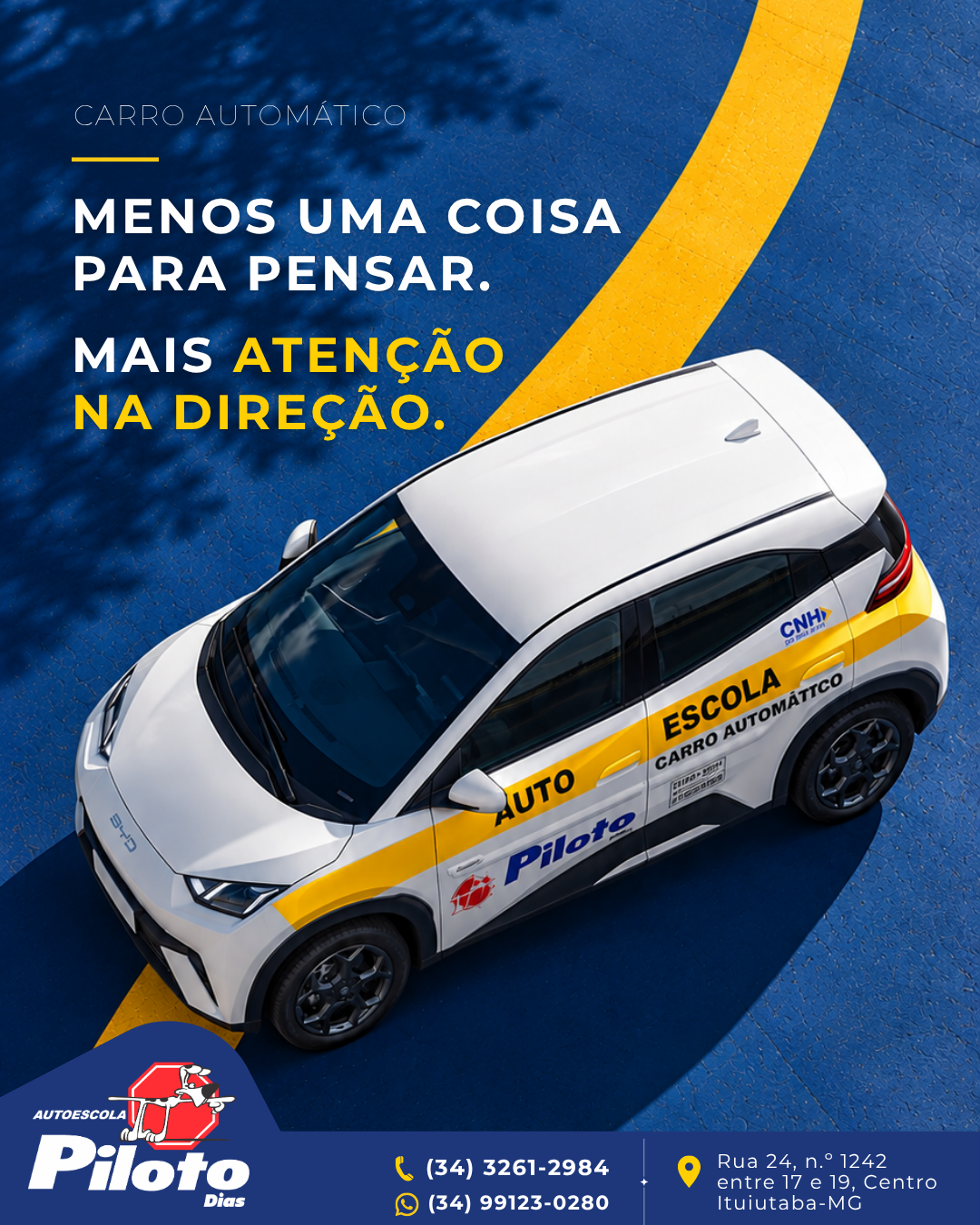 Carro automático. Aprender a dirigir pode ser mais simples e confortável! Quer saber mais sobre as aulas com carro automático? Fale com a equipe da Piloto!